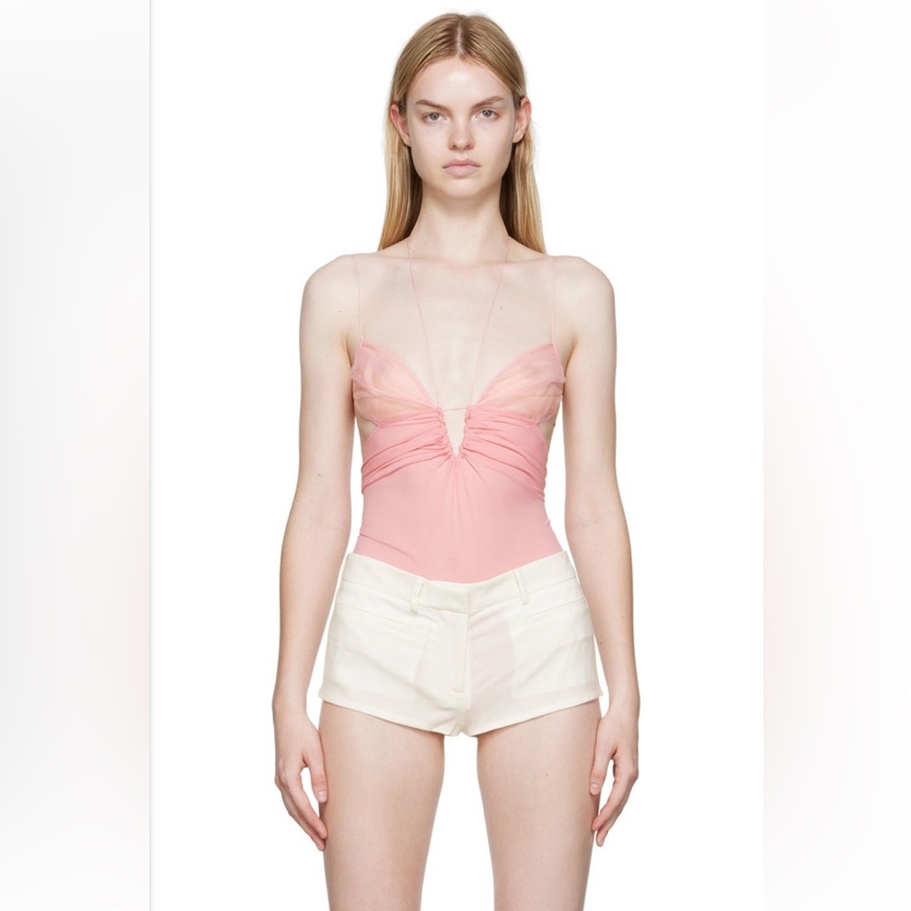 Nensi Dojaka Silk Georgette Keyhole Bodysuit in Blossom XS - Picture 2 of 14